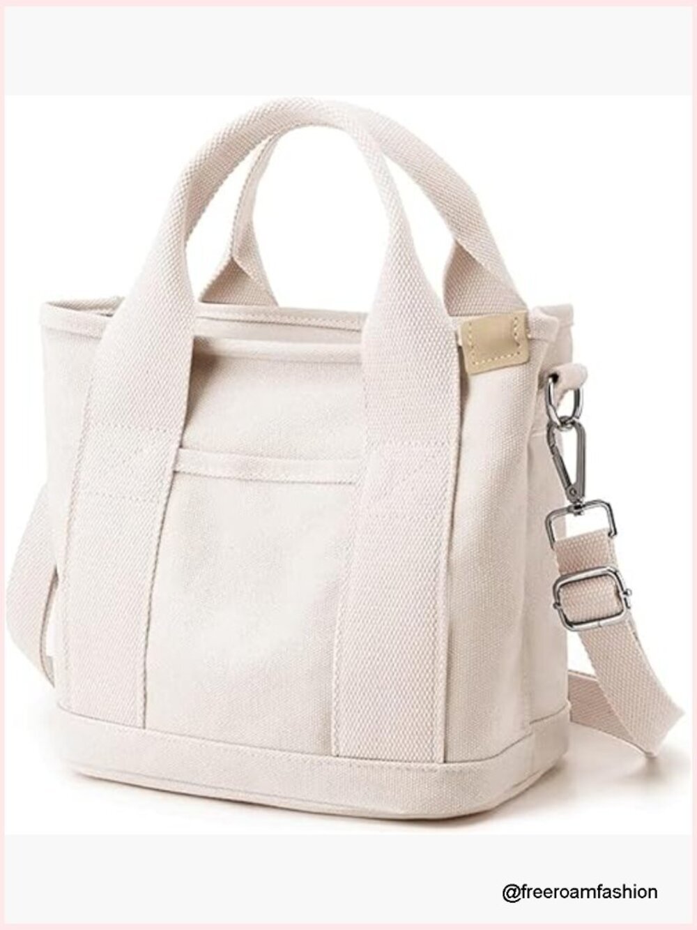 Canvas Tote Bag with Zipper Compartments Adjustable Strap Lightweight